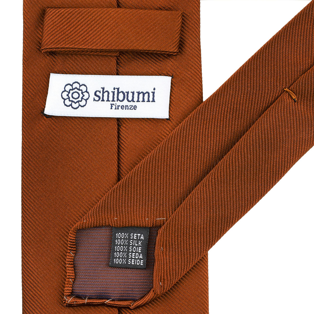 Plain Japanese Jacquard Silk Tie - Copper - Hand-Rolled