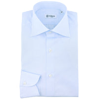 Poplin Semi Spread Shirt - White / Sky Blue - Thin Stripe
