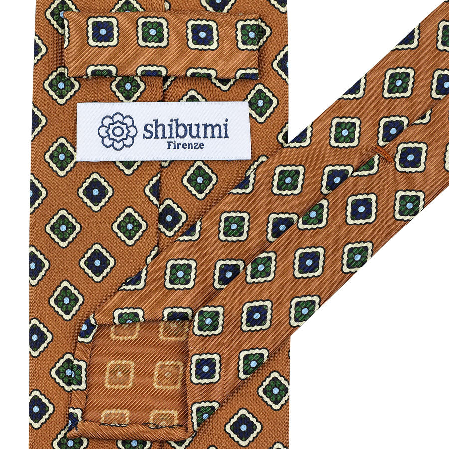 Floral Printed Silk Tie - Beige - Hand-Rolled