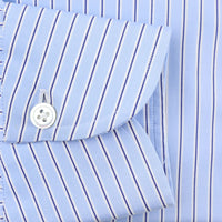 Poplin Semi Spread Shirt - White / Sky Blue - Halo Stripe