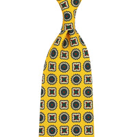 Floral Printed Silk Tie - Yellow - Hand-Rolled