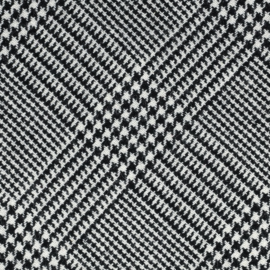 Vintage Glencheck Bespoke Wool Tie - Black / White