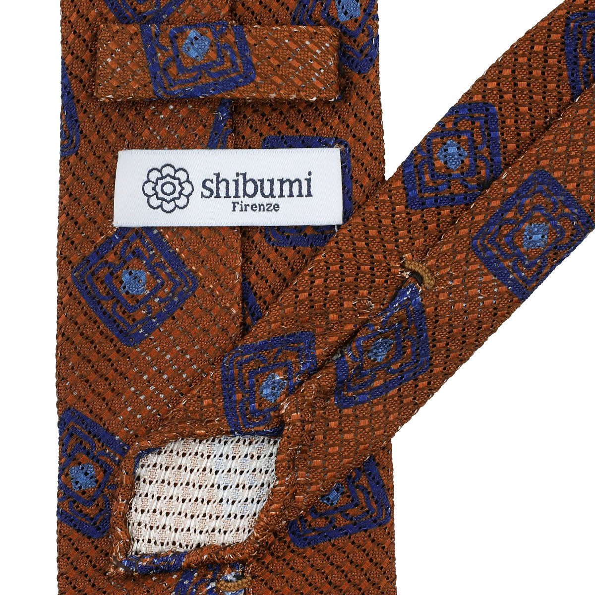 Printed Grossa Grenadine Silk Tie - Copper - Hand-Rolled