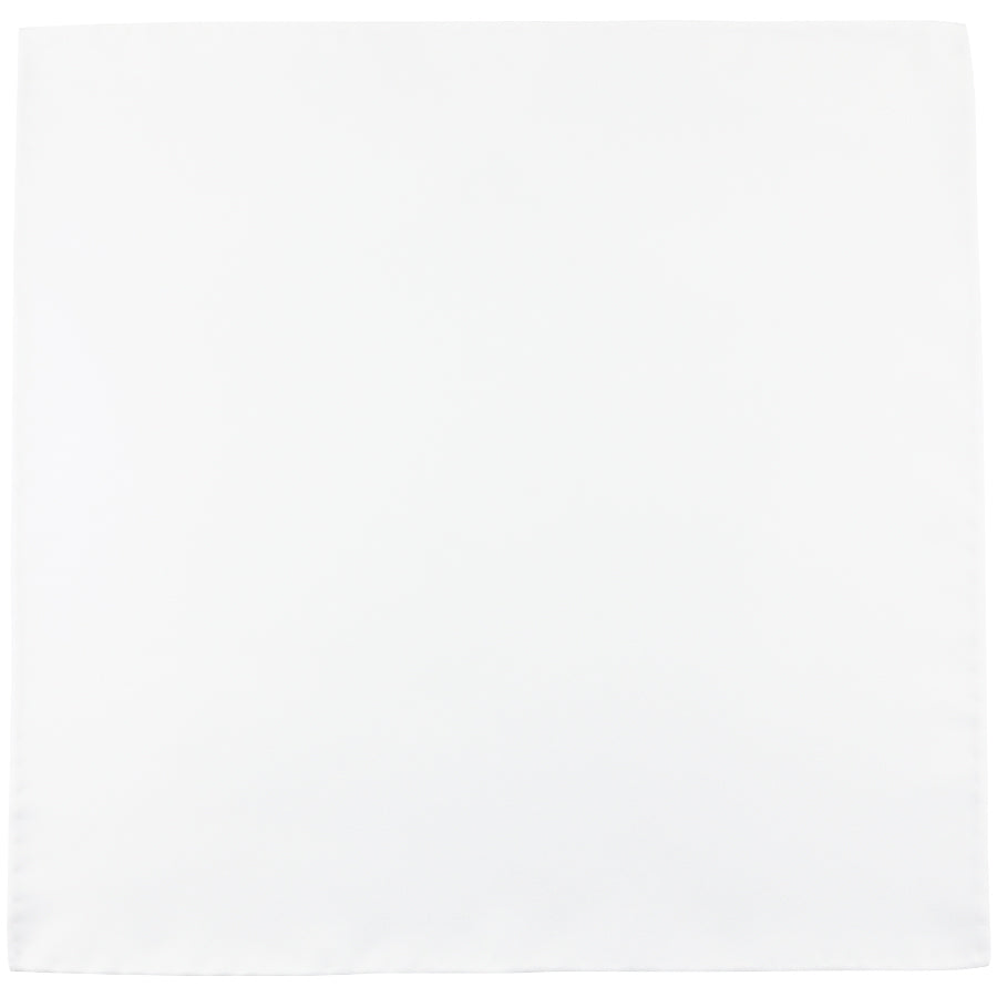 Plain Silk Pocket Square - White - Hand-Rolled