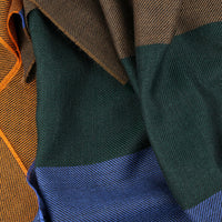 Striped Wool Scarf - Pumpkin / Hazelnut / Forest / Blue