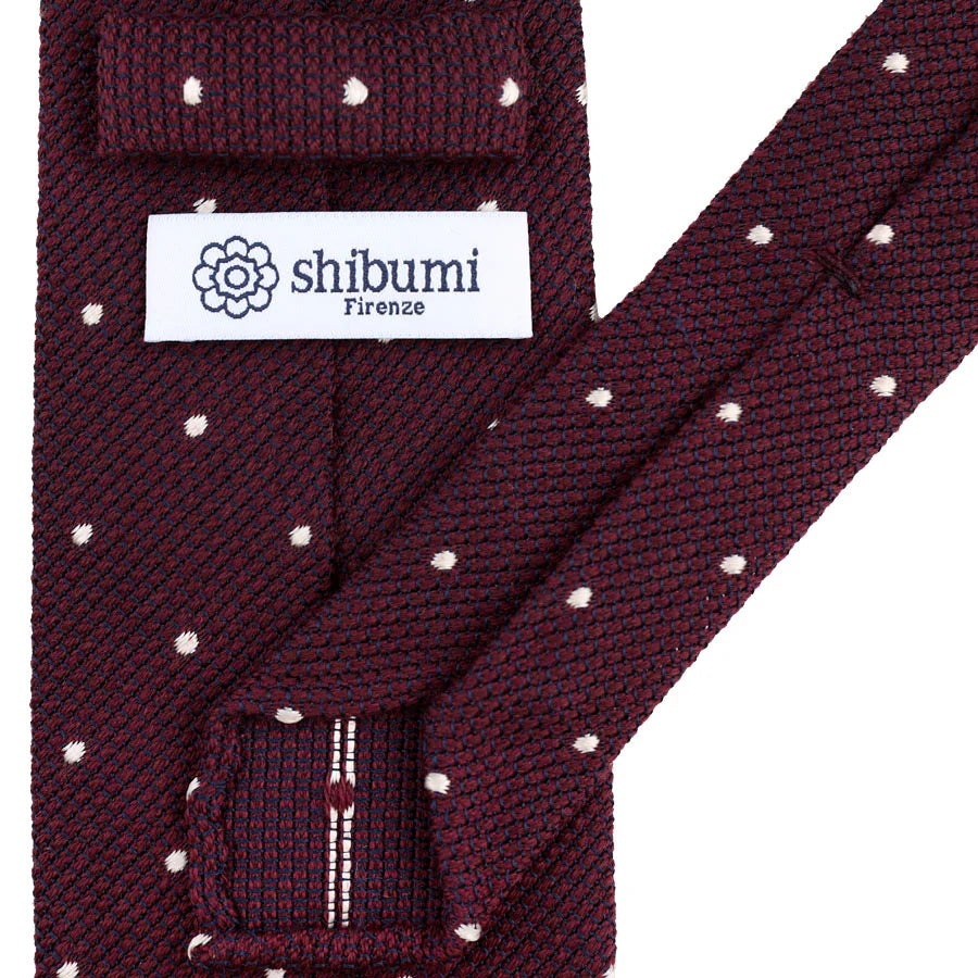 Dotted Wool/Silk Grenadine Tie - Burgundy - Hand-Rolled