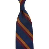 Repp Stripe Silk Tie - Navy / Burgundy / Copper