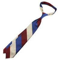 Triple Block Stripe Silk Tie - Blue / Burgundy / Ivory