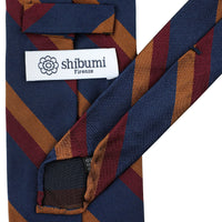 Repp Stripe Silk Tie - Navy / Burgundy / Copper