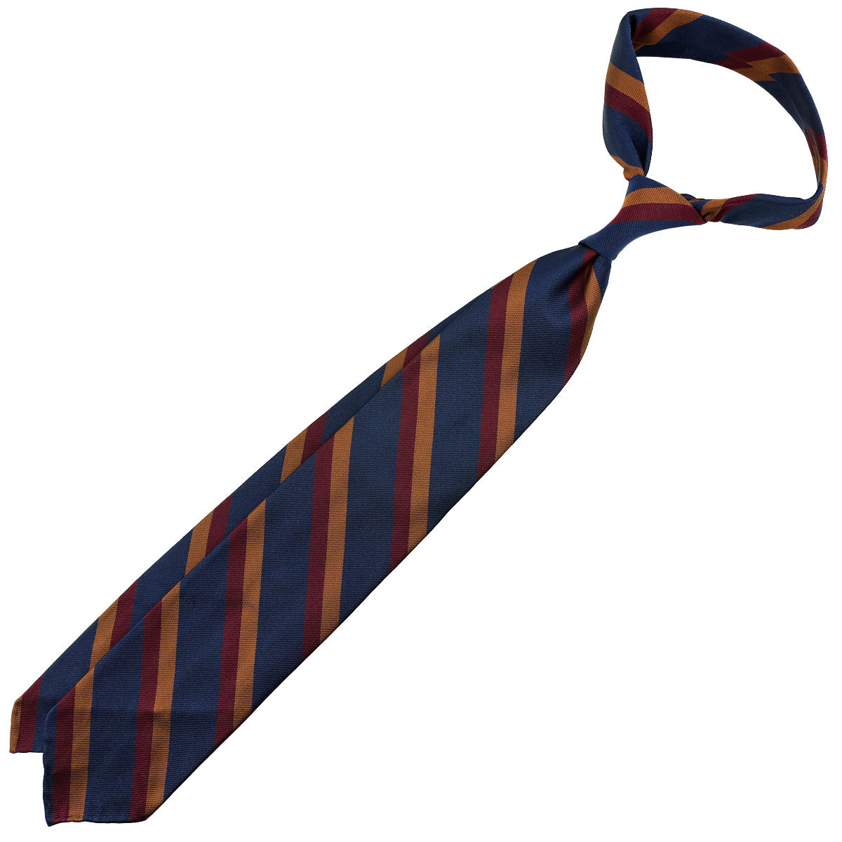 Repp Stripe Silk Tie - Navy / Burgundy / Copper