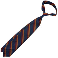 Repp Stripe Silk Tie - Navy / Burgundy / Copper