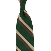 Repp Stripe Silk Tie - Forest / Beige / Brown