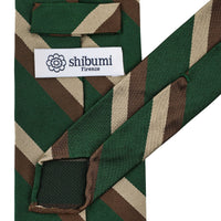 Repp Stripe Silk Tie - Forest / Beige / Brown