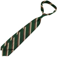 Repp Stripe Silk Tie - Forest / Beige / Brown