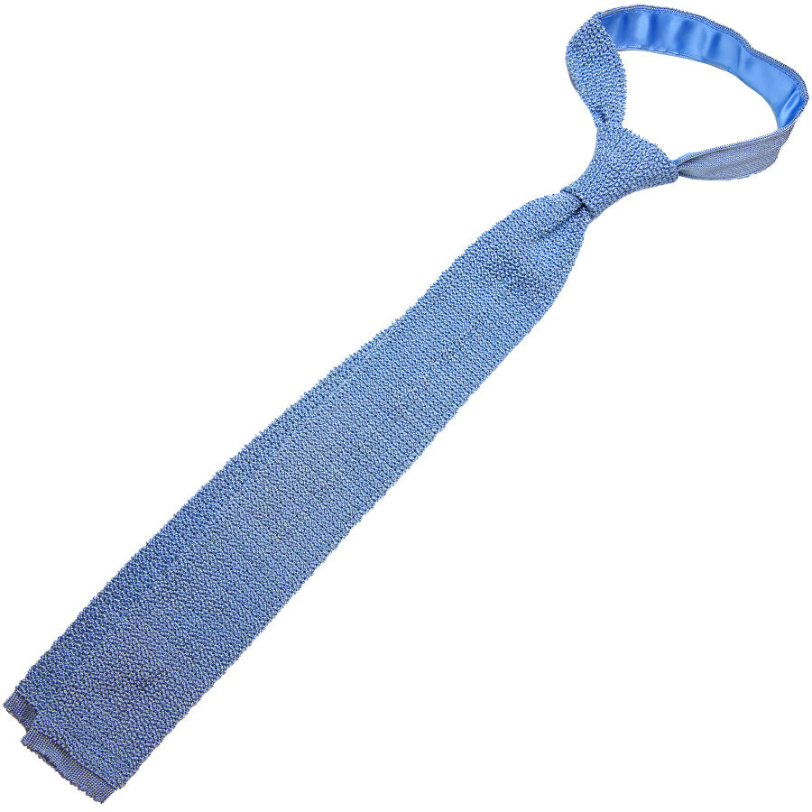 Crunchy Silk Knit Tie - Powder Blue