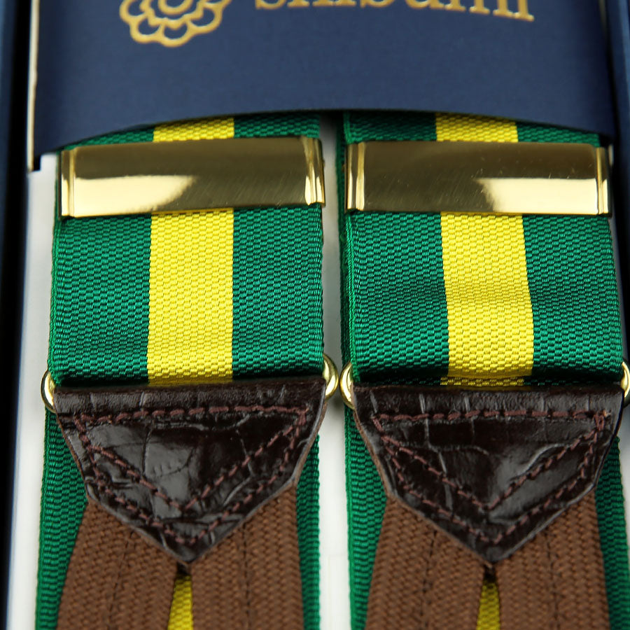 Barathea Braces - Green / Yellow