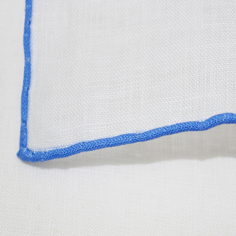Irish Linen Shoestring Pocket Square - White / Blue