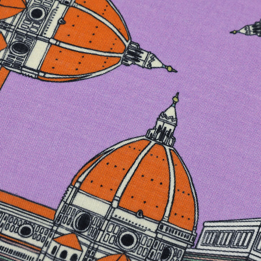 Duomo Motif Wool / Silk Pocket Square - Lilac - 40x40cm