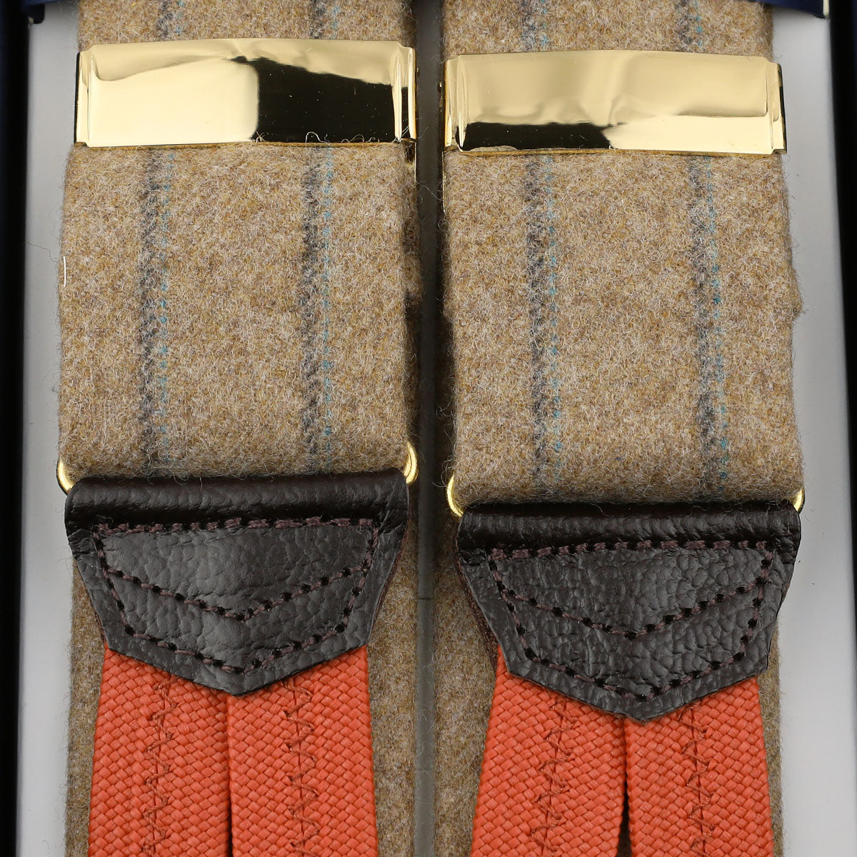 Striped Wool Braces - Camel