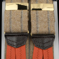 Striped Wool Braces - Camel