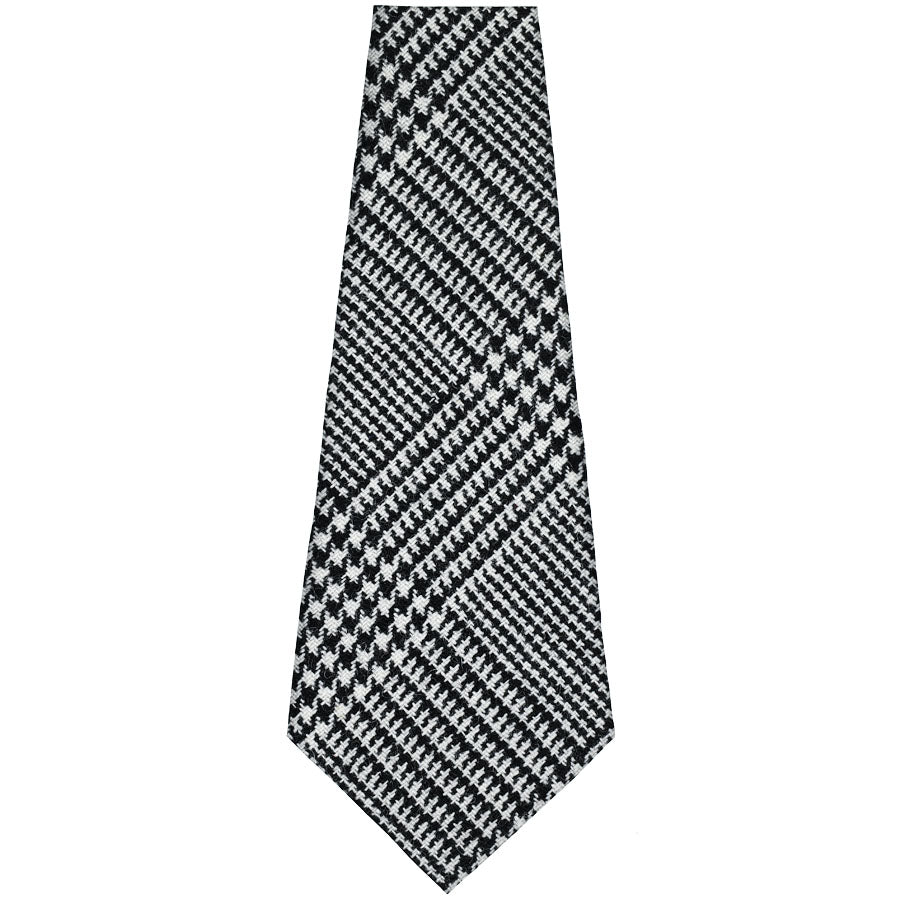 Vintage Glencheck Bespoke Wool Tie - Black / White