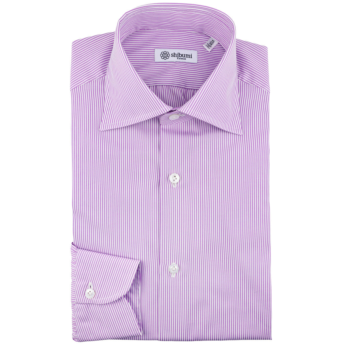 Poplin Semi Spread Shirt - Berry / White