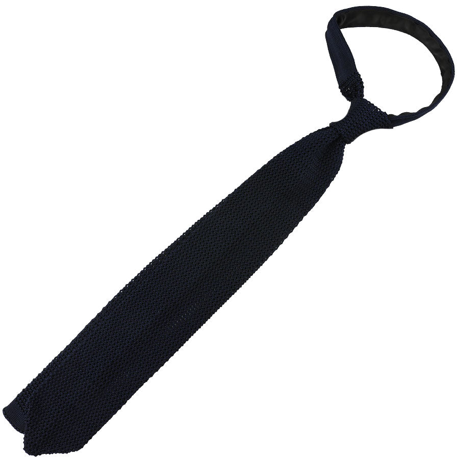 V-Point Knit Tie - Midnight - Silk