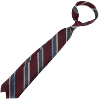 Striped Silk / Wool / Cotton Tie - Burgundy