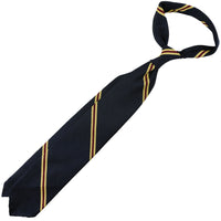 Repp Stripe Silk / Cotton Tie - Midnight - Hand-Rolled