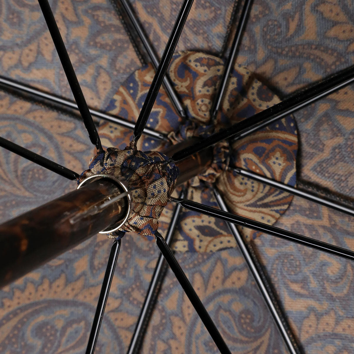 Shibumi x Mario Talarico Umbrella Navy / Brown Paisley - Hickory