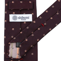 Geometrical Jacquard Silk Tie - Burgundy - Hand-Rolled