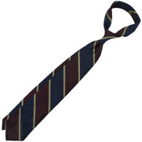 Striped Fina Grenadine Silk Tie - Navy / Burgundy / Yellow