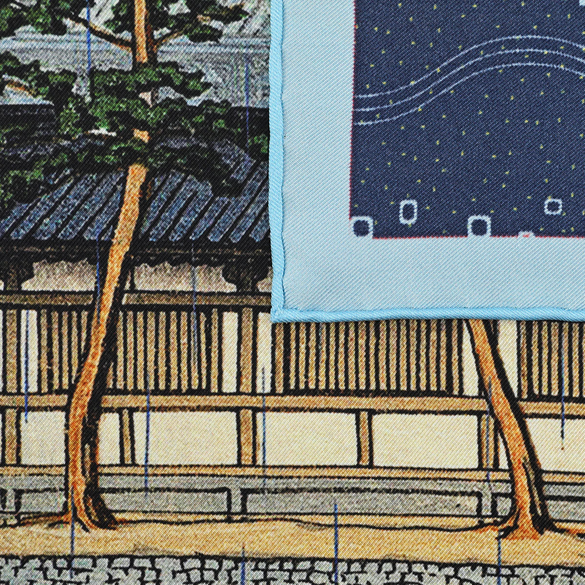 Ukiyo-e Silk Pocket Square - Daibutsu-Den - 40x40cm