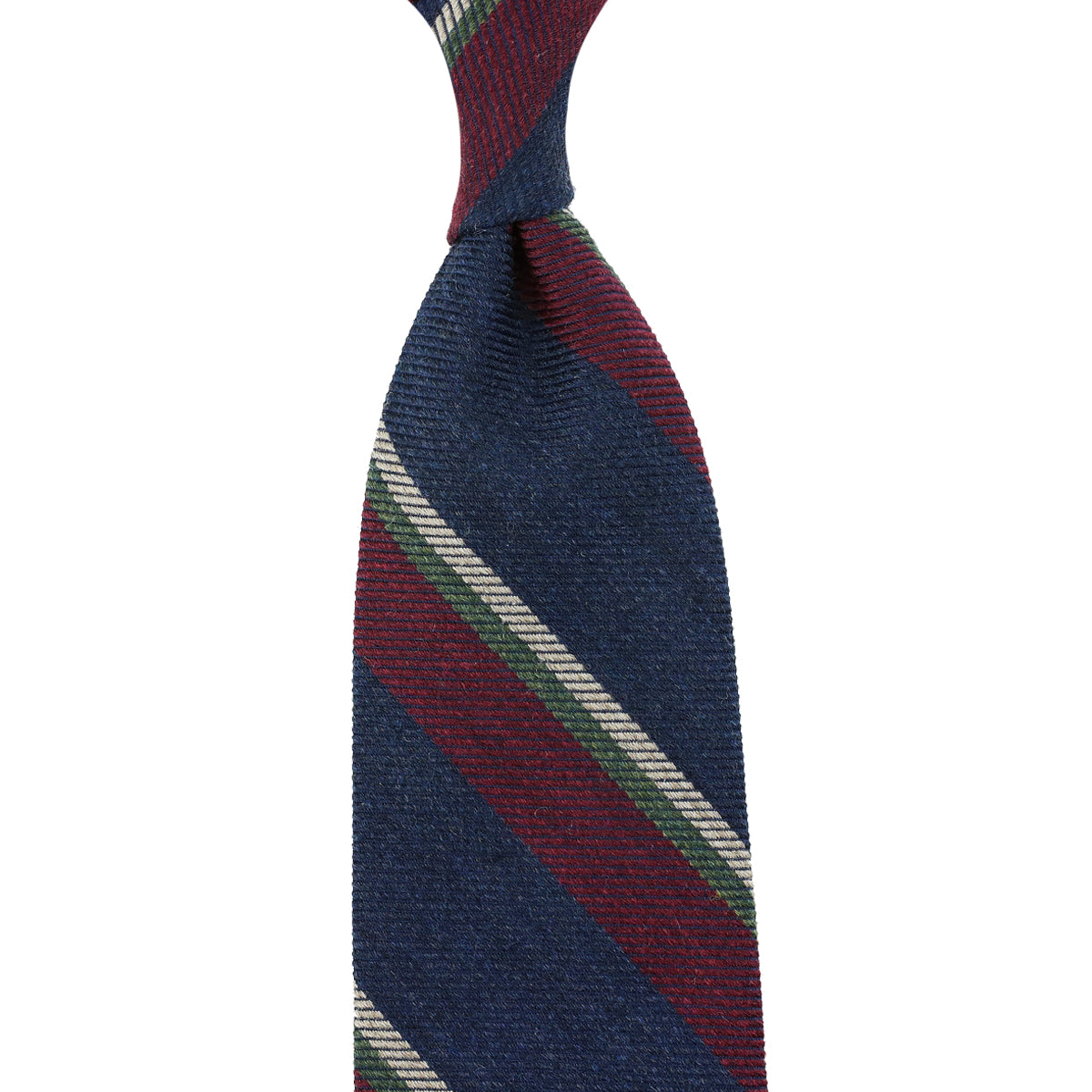 Japanese Striped Wool Tie - Navy / Burgundy