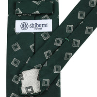 Geometrical Jacquard Silk Tie - Forest - Hand-Rolled