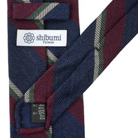 Japanese Striped Wool Tie - Navy / Burgundy