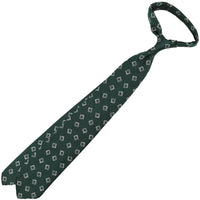 Geometrical Jacquard Silk Tie - Forest - Hand-Rolled