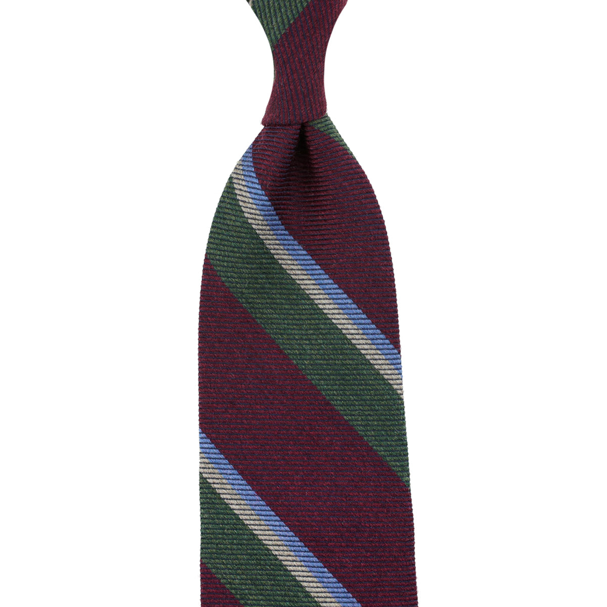 Japanese Striped Wool Tie - Burgundy / Green