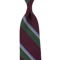 Japanese Striped Wool Tie - Burgundy / Green