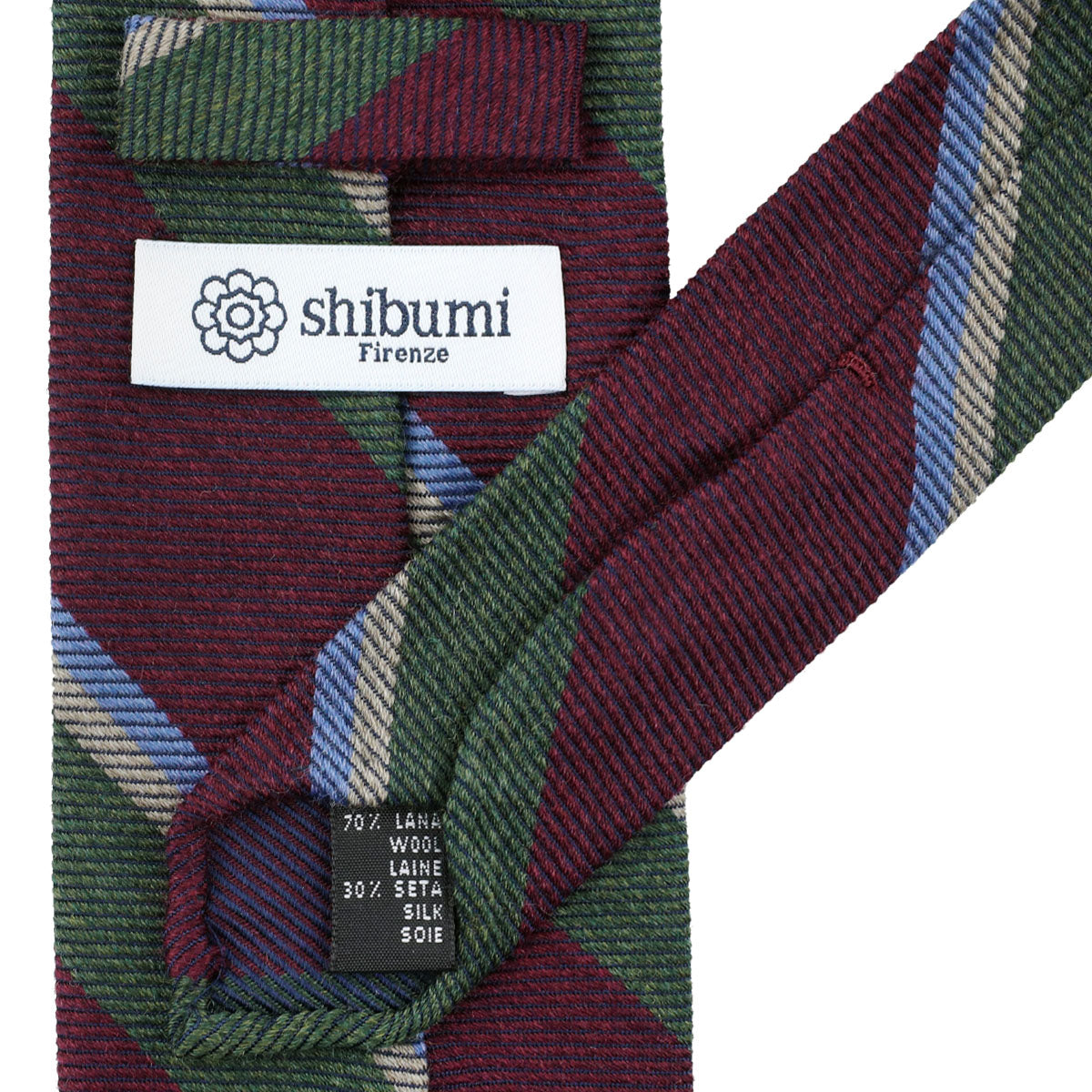 Japanese Striped Wool Tie - Burgundy / Green