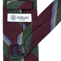 Japanese Striped Wool Tie - Burgundy / Green