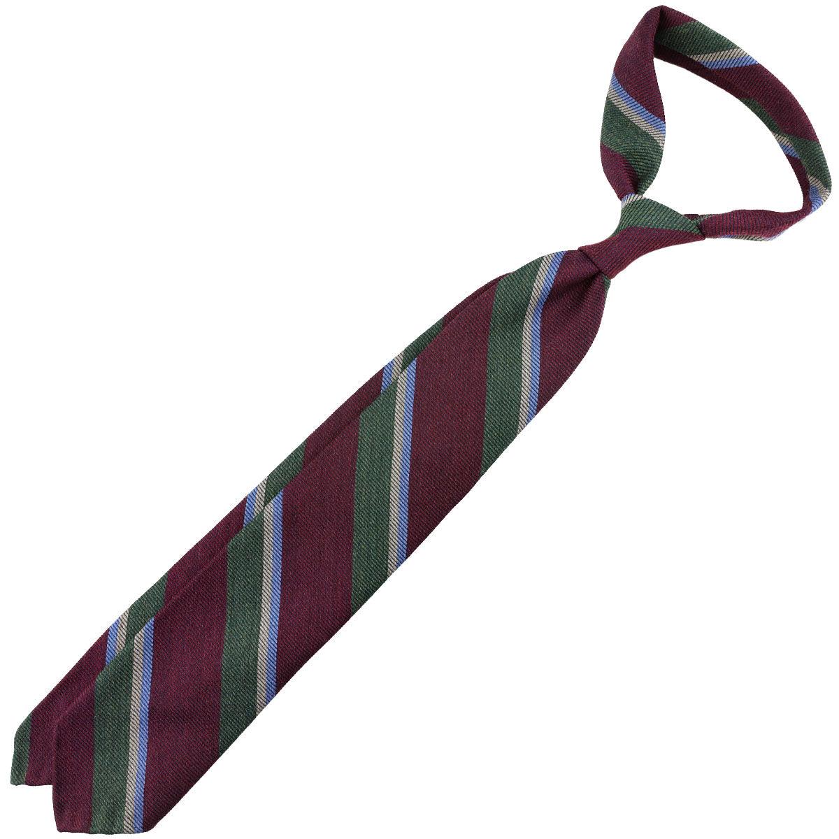 Japanese Striped Wool Tie - Burgundy / Green