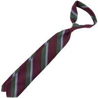 Japanese Striped Wool Tie - Burgundy / Green