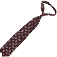 Geometrical Jacquard Silk Tie - Burgundy - Hand-Rolled