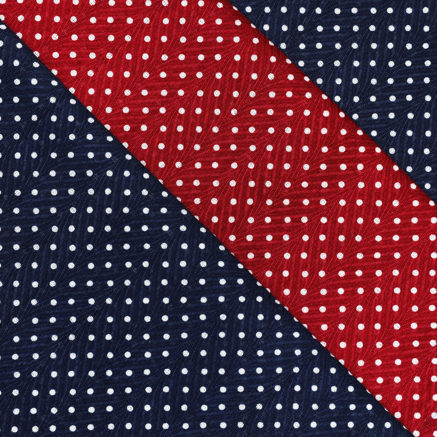 3x Dotted Cotton Handkerchief Set - Navy / Cherry / Navy