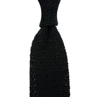 Crunchy Silk Knit Tie - Black