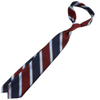 Repp Stripe Silk Tie - Navy / Burgundy - Hand-Rolled