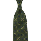 Printed Grossa Grenadine Silk Tie - Olive - Hand-Rolled