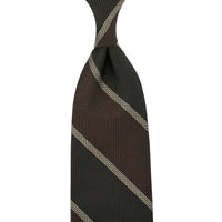 Striped Fina Grenadine Silk Tie - Brown / Olive / Beige