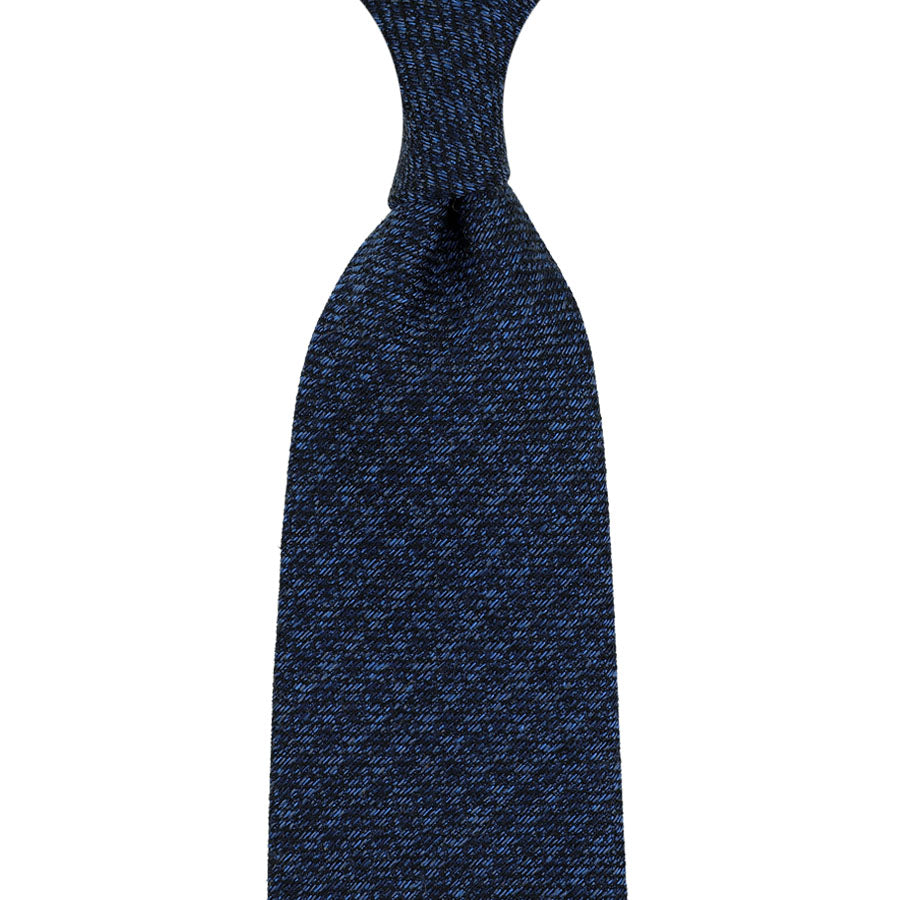 Houndstooth Silk / Wool / Cotton Tie - Navy